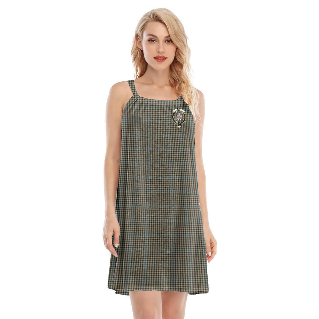 Haig Check Tartan Crest O-neck Cami Dress