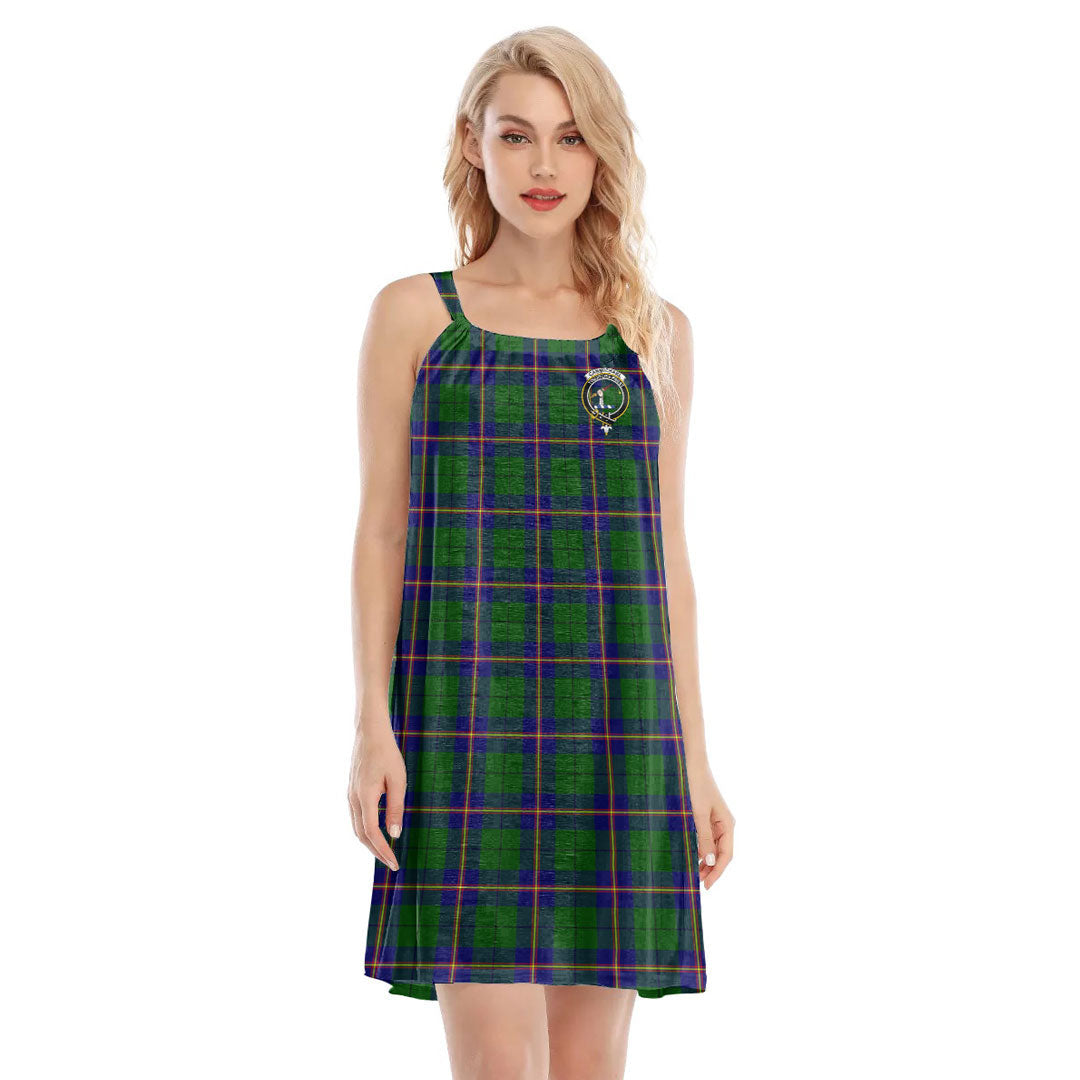 Carmichael Modern Tartan Crest O-neck Cami Dress