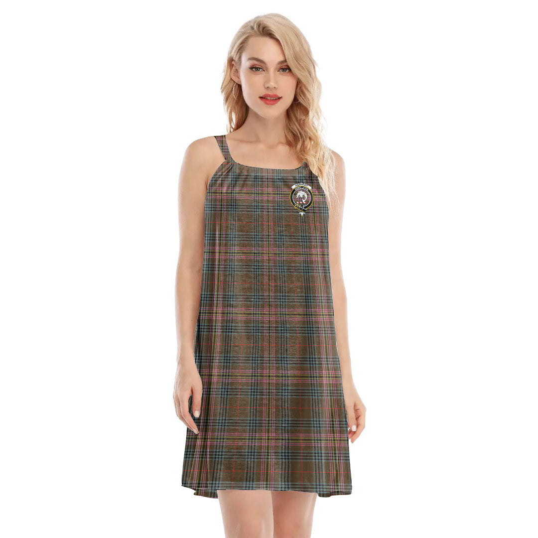 Kennedy Weathered Tartan Crest O-neck Cami Dress