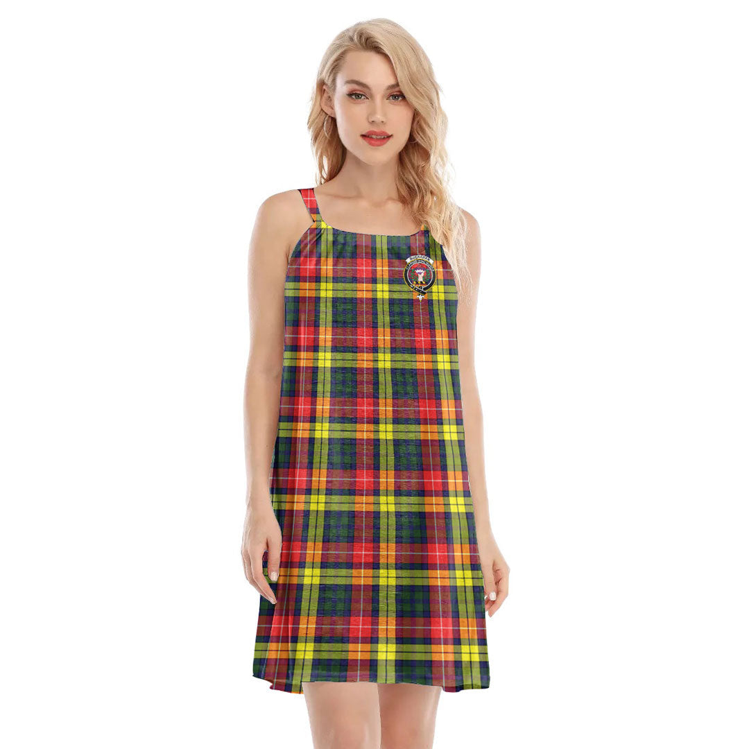 Buchanan Modern Tartan Crest O-neck Cami Dress