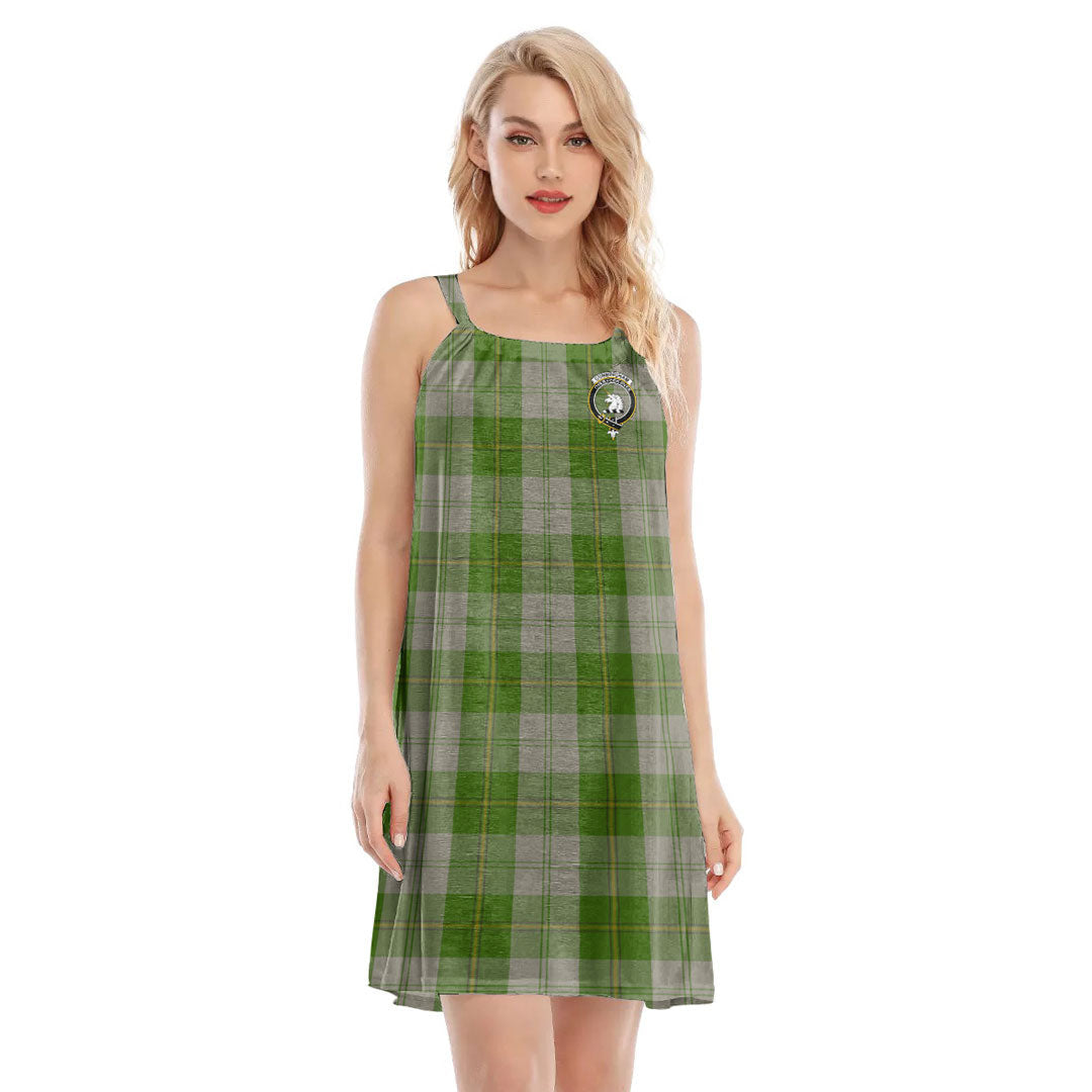 Cunningham Dress Green Dancers Tartan Crest O-neck Cami Dress