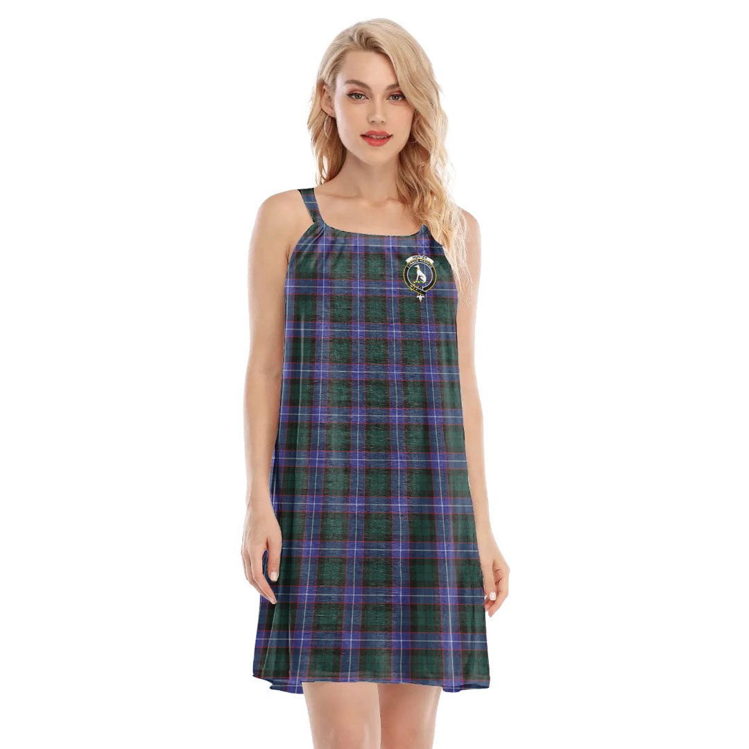 Hunter Modern Tartan Crest O-neck Cami Dress