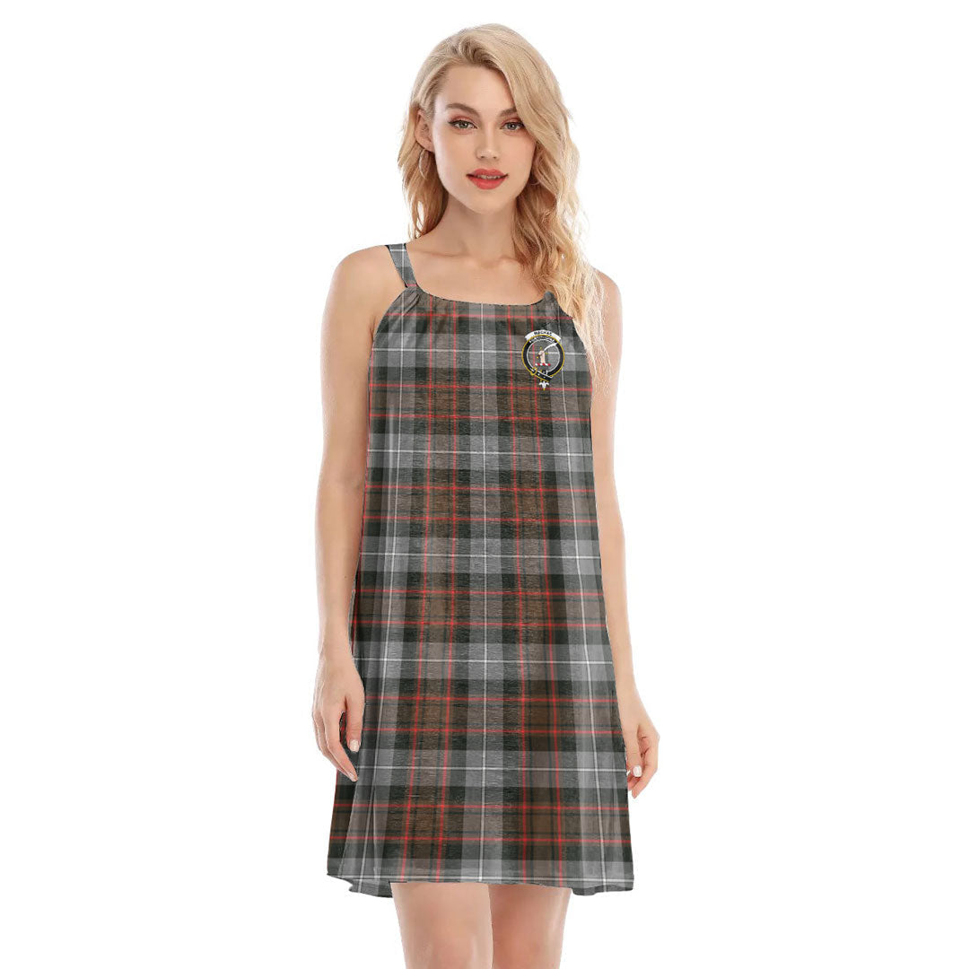 MacRae Hunting Weathered Tartan Crest O-neck Cami Dress