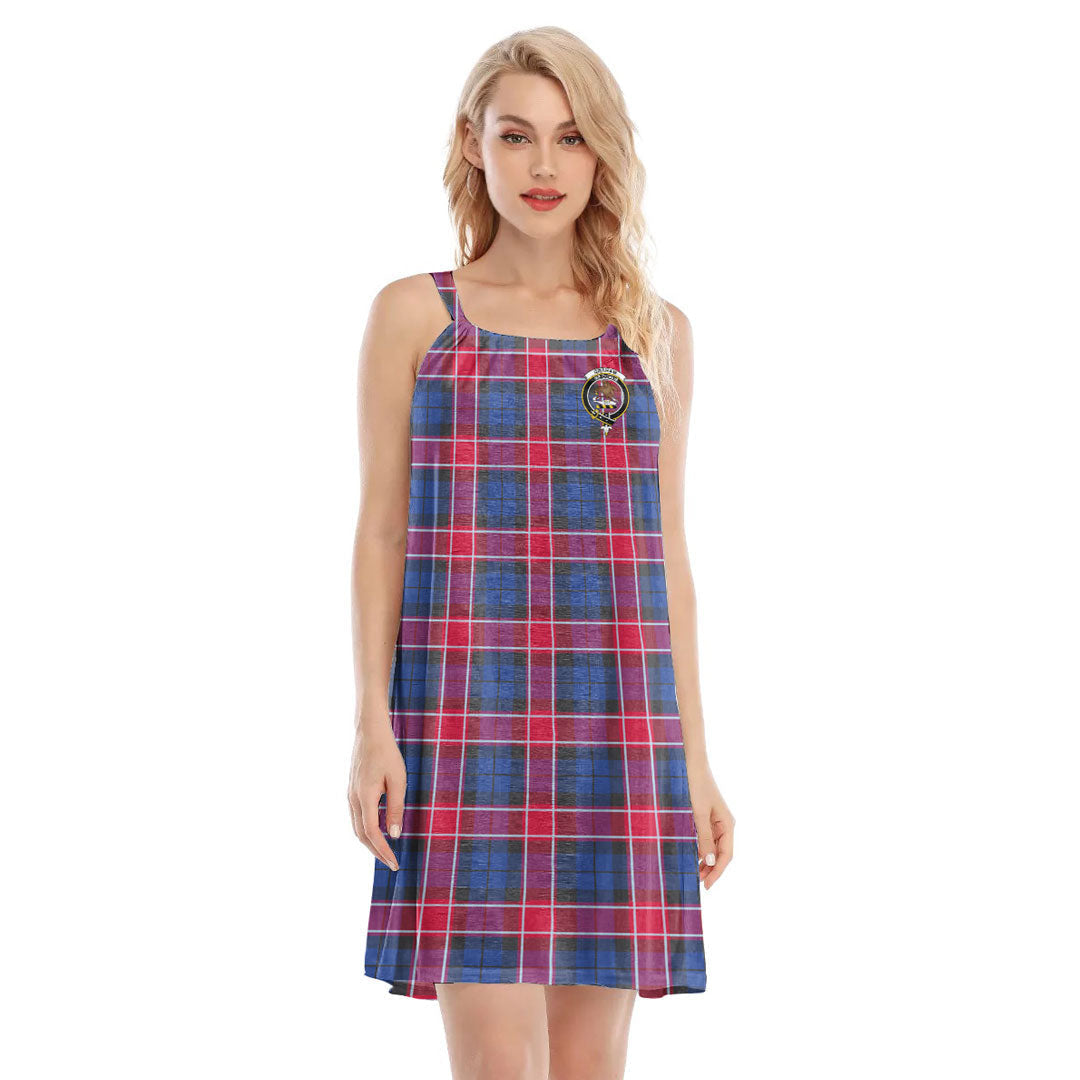 Graham of Menteith Red Tartan Crest O-neck Cami Dress