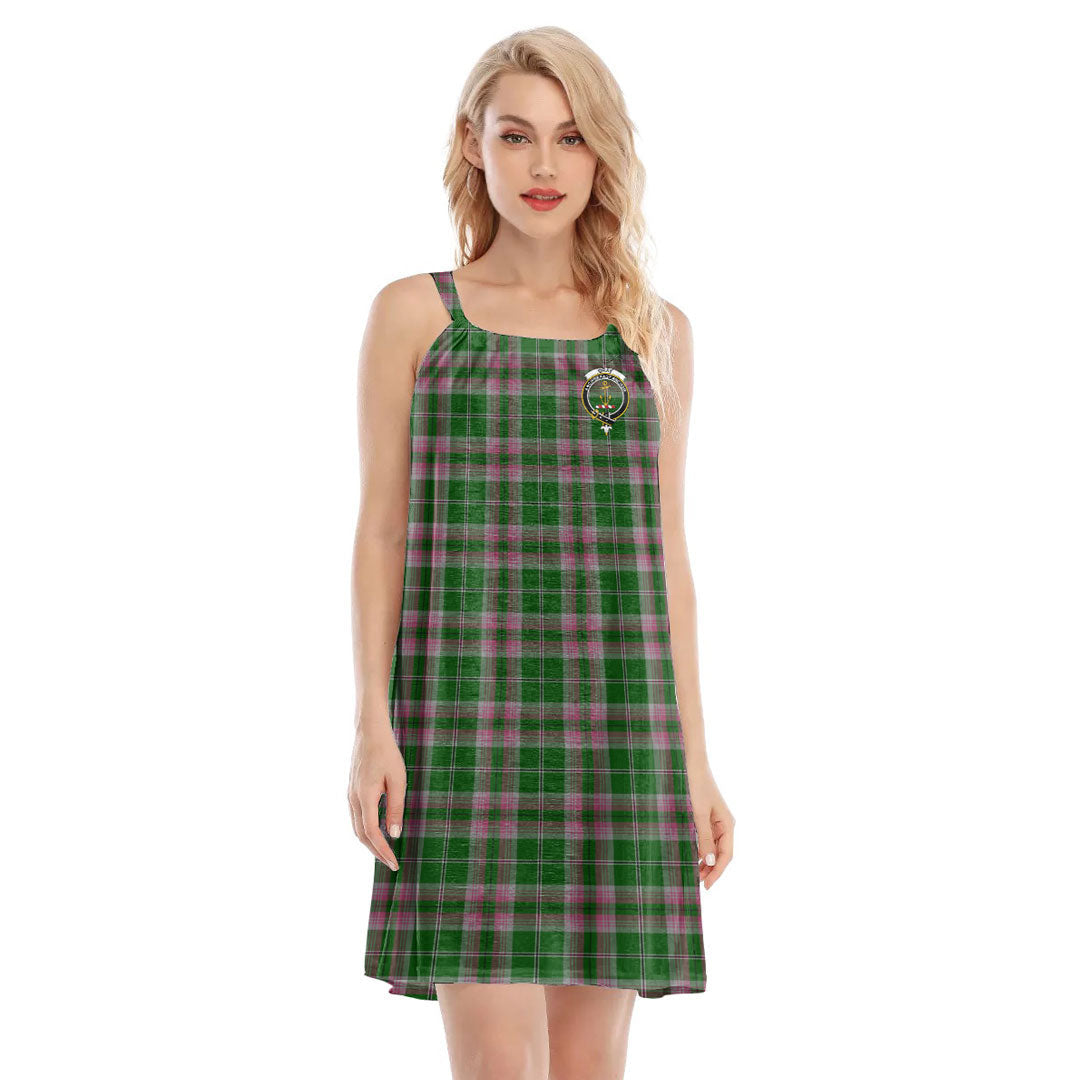 Gray Hunting Tartan Crest O-neck Cami Dress