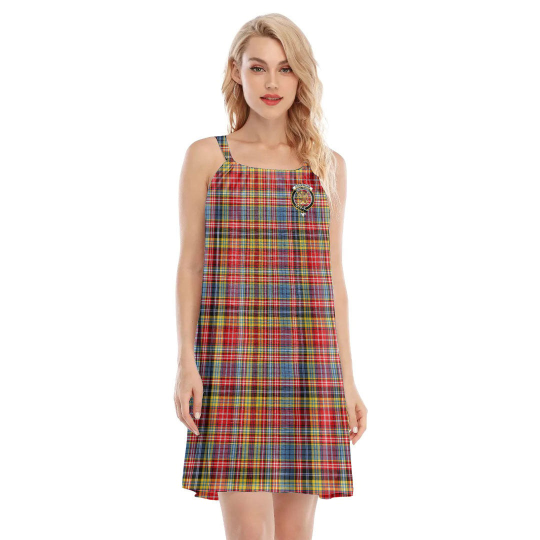 Drummond of Strathallan Tartan Crest O-neck Cami Dress