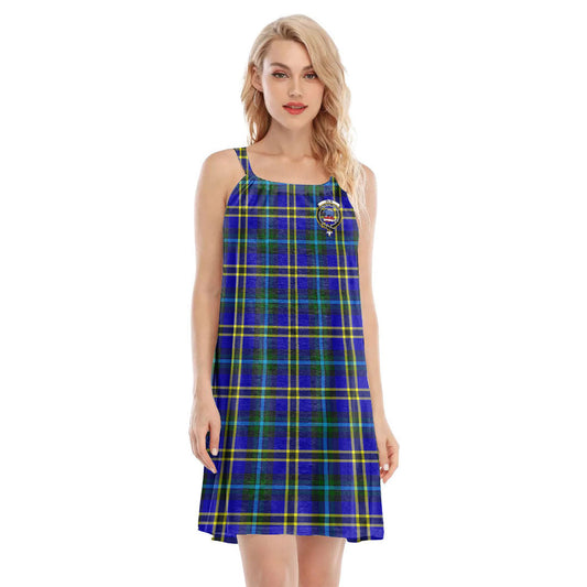 Weir Modern Tartan Crest O-neck Cami Dress