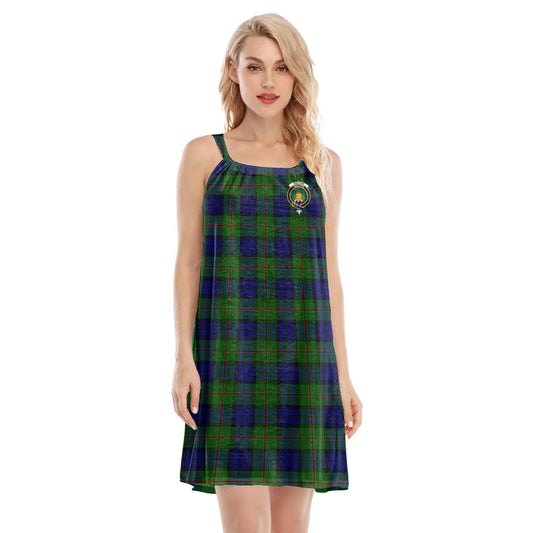 Dundas Modern Tartan Crest O-neck Cami Dress