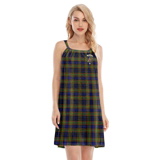 Clelland Modern Tartan Crest O-neck Cami Dress