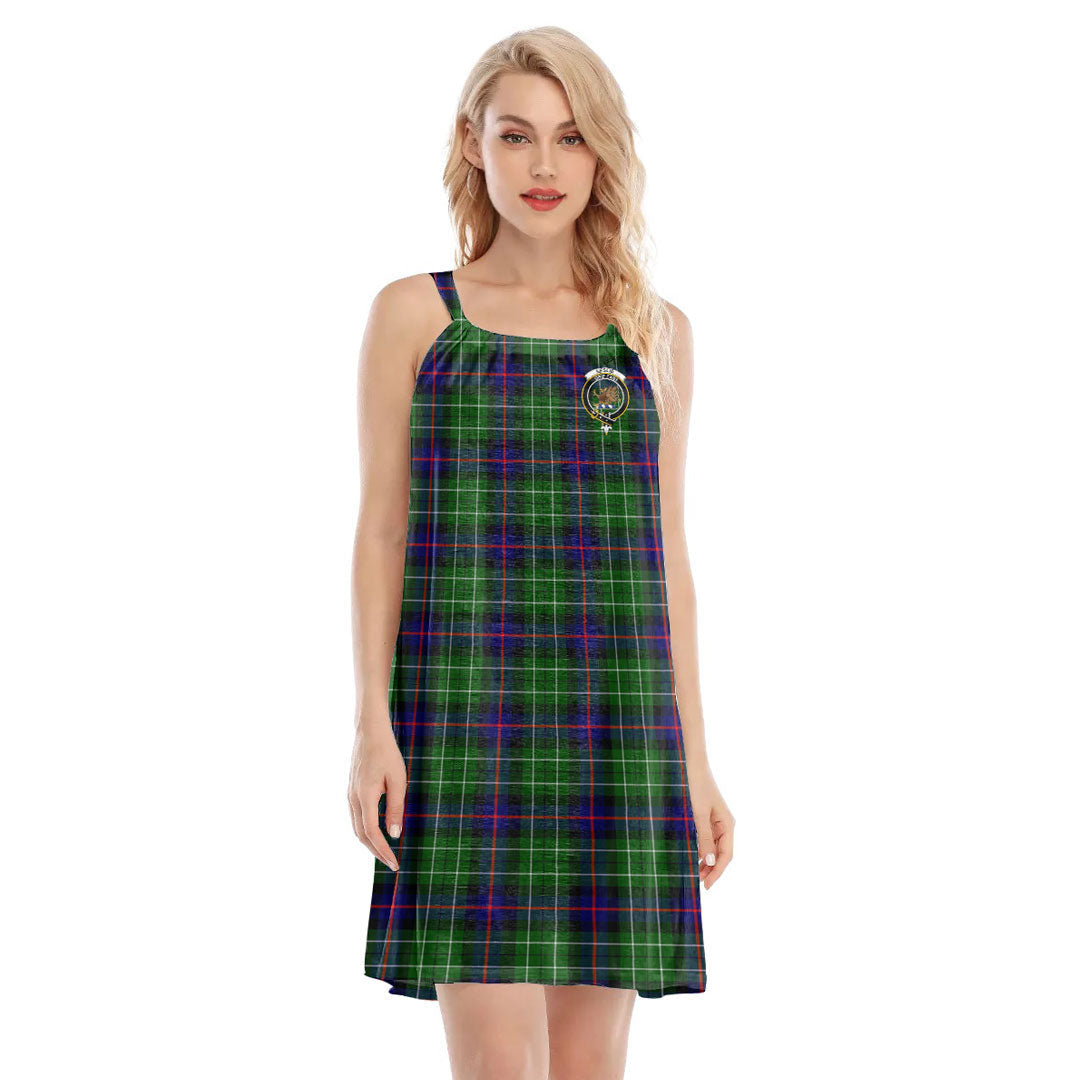 Leslie Hunting Tartan Crest O-neck Cami Dress