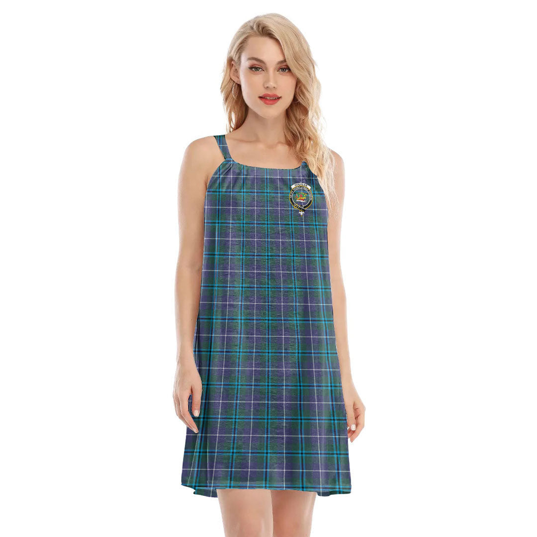 Douglas Modern Tartan Crest O-neck Cami Dress