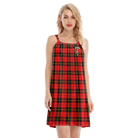 Wallace Hunting Red Tartan Crest O-neck Cami Dress