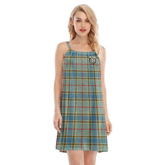 Balfour Blue Tartan Crest O-neck Cami Dress