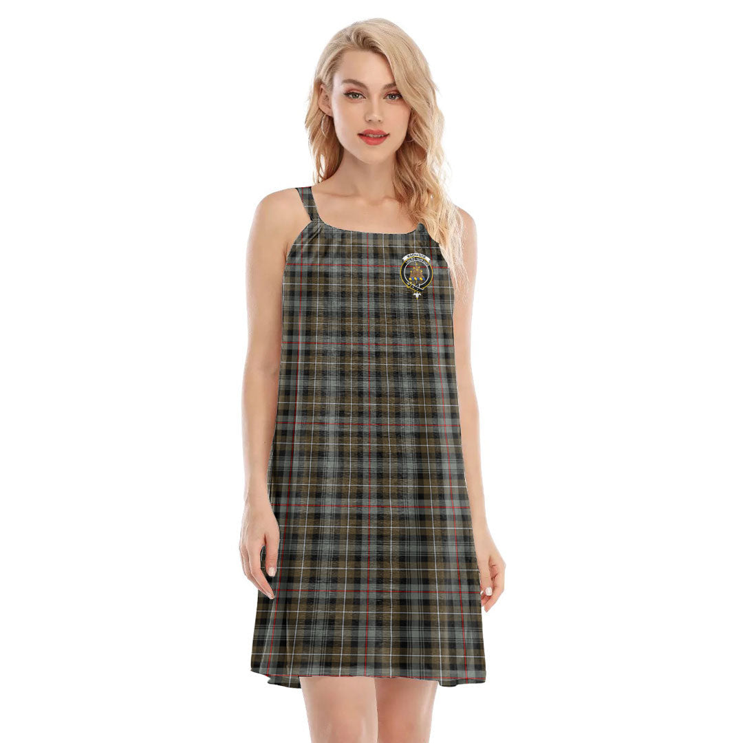 MacKenzie Weathered Tartan Crest O-neck Cami Dress