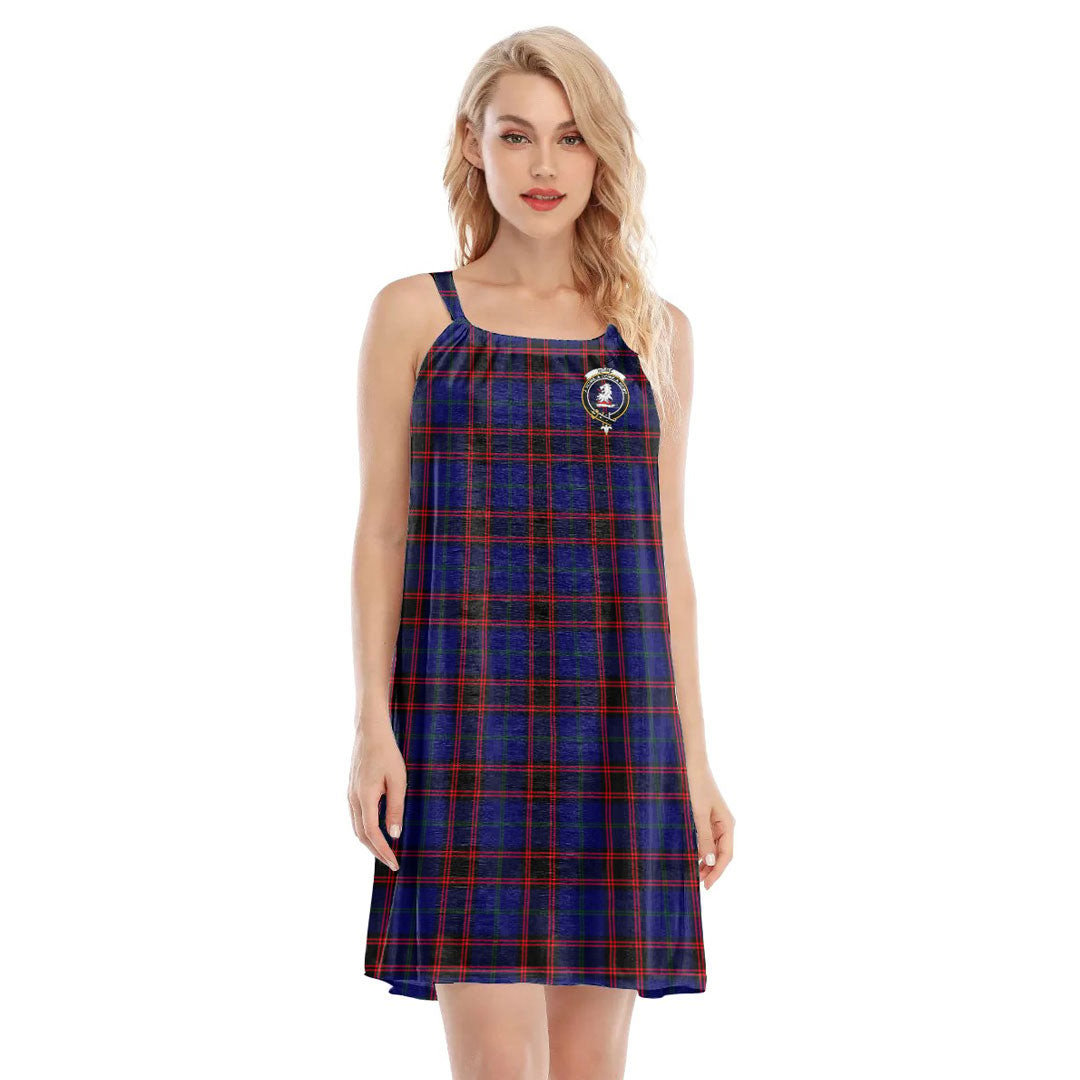 Home Modern Tartan Crest O-neck Cami Dress