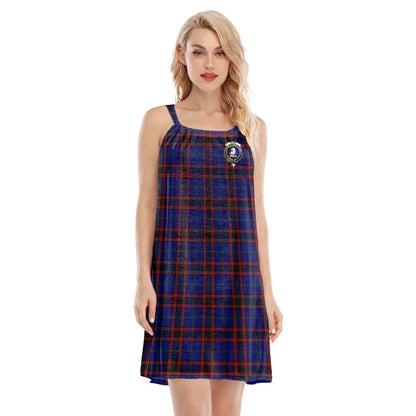 Home Modern Tartan Crest O-neck Cami Dress