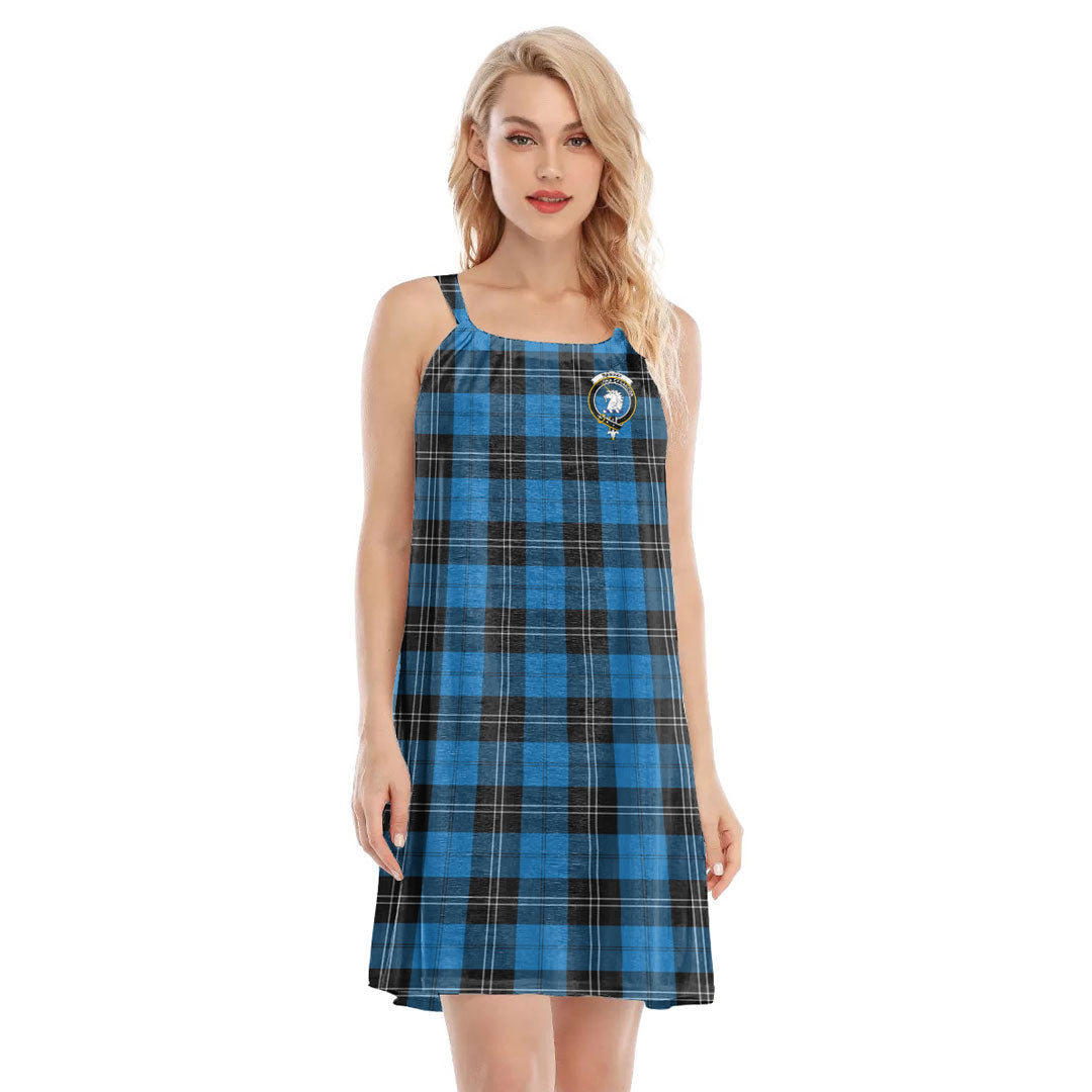 Ramsay Blue Ancient Tartan Crest O-neck Cami Dress