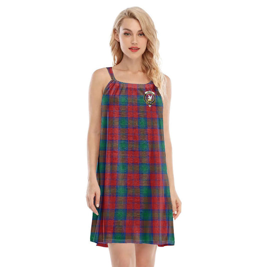 Lindsay Modern Tartan Crest O-neck Cami Dress