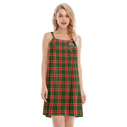 Pollock Modern Tartan Crest O-neck Cami Dress