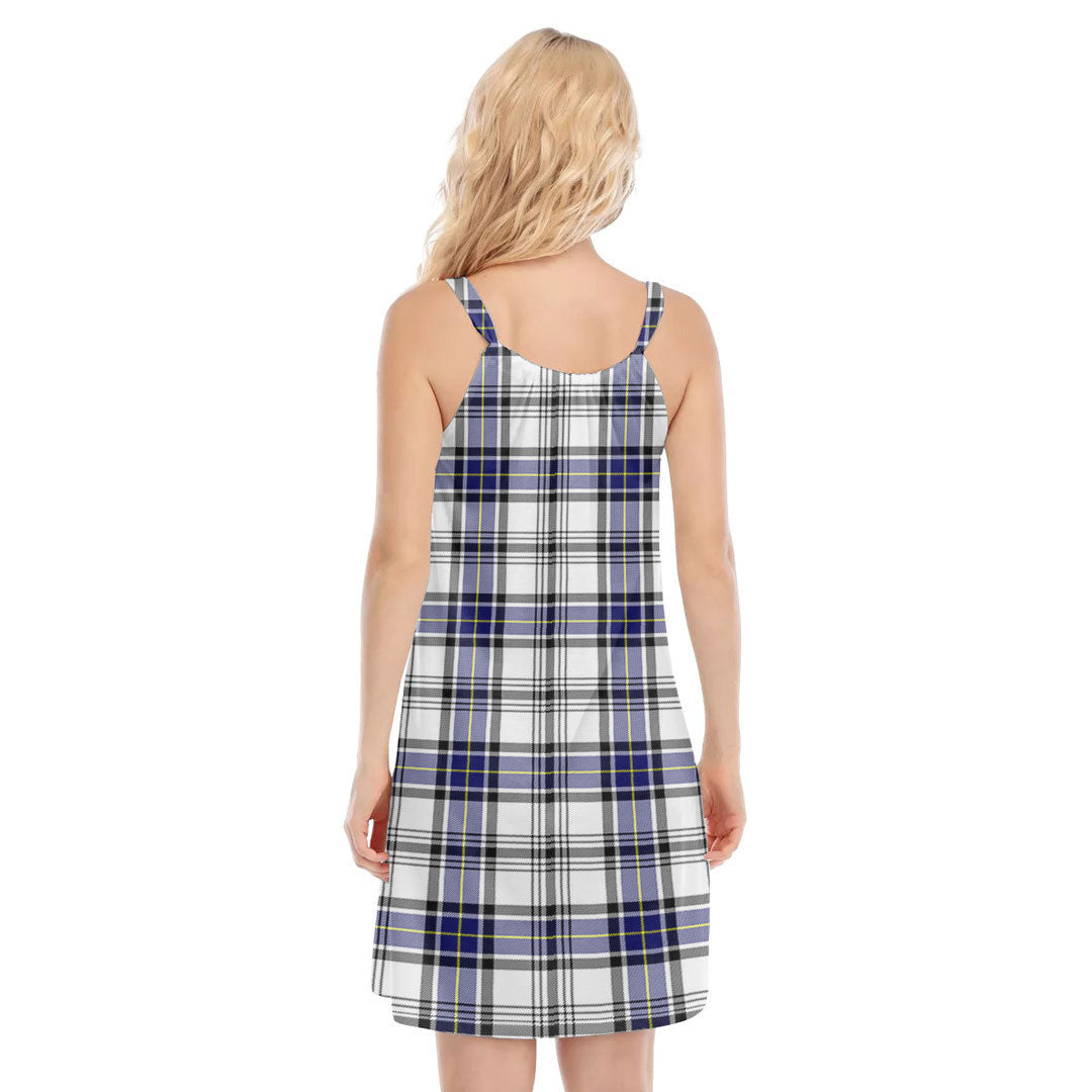 Hannay Modern Tartan Plaid O-neck Cami Dress