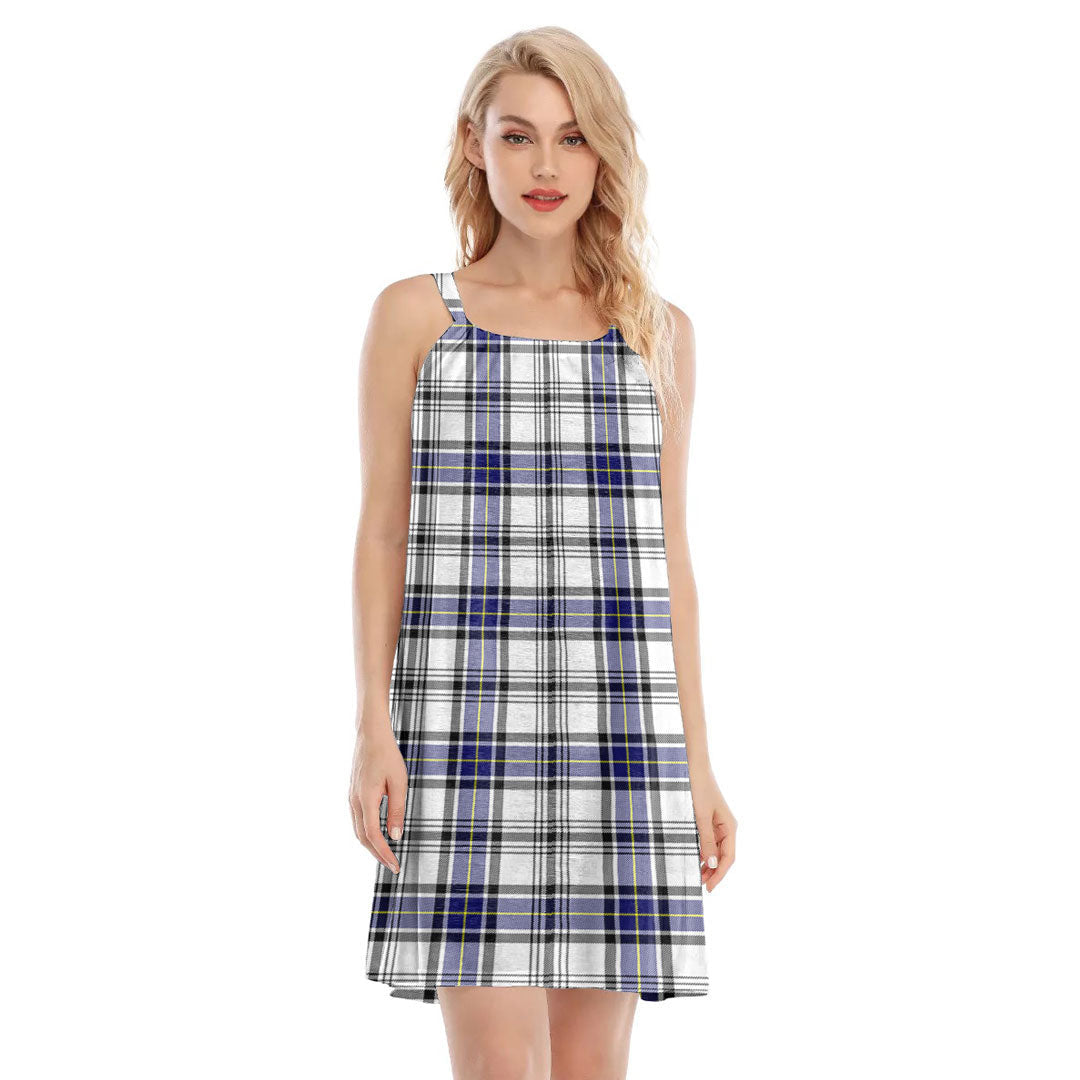 Hannay Modern Tartan Plaid O-neck Cami Dress