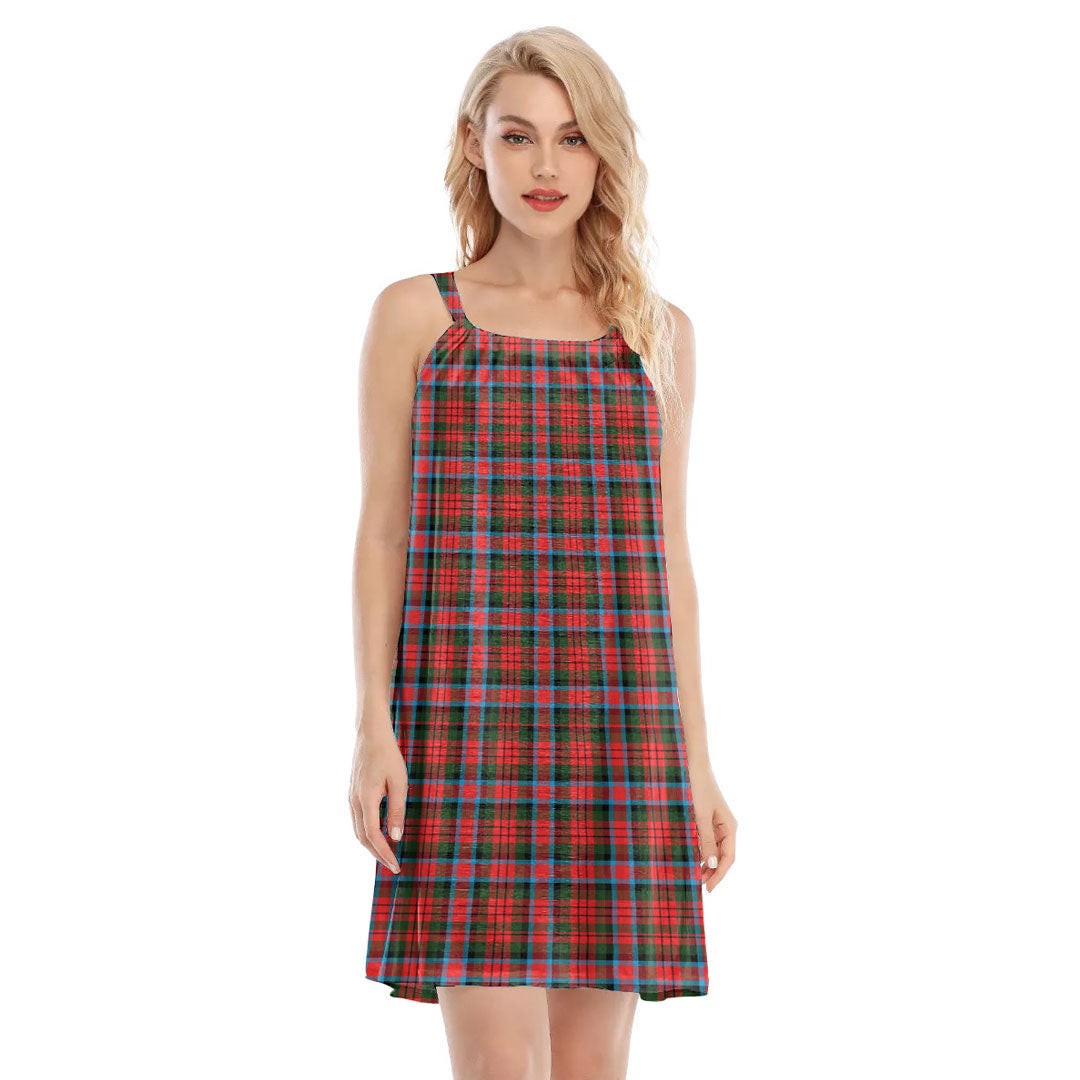 MacDuff Modern Tartan Plaid O-neck Cami Dress