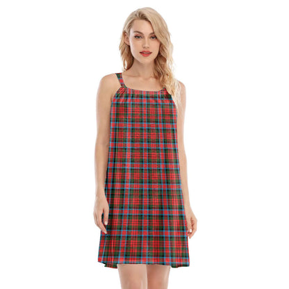 MacDuff Modern Tartan Plaid O-neck Cami Dress