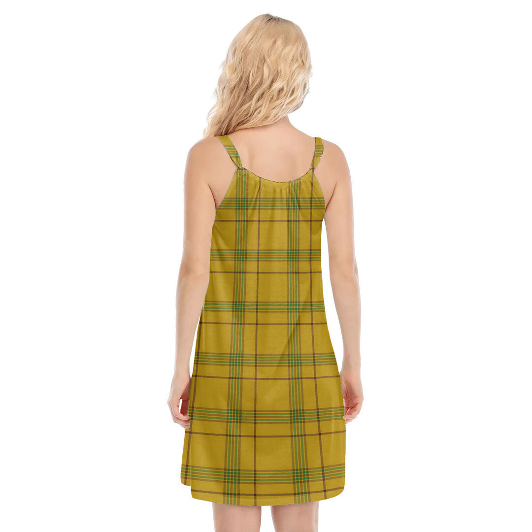 Houston Tartan Plaid O-neck Cami Dress