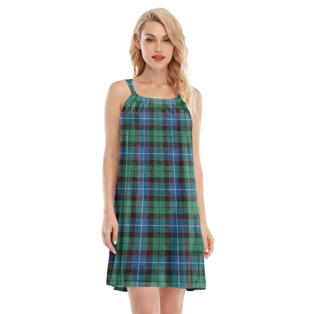 Hunter Ancient Tartan Plaid O-neck Cami Dress