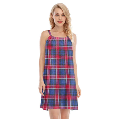 Graham of Menteith Red Tartan Plaid O-neck Cami Dress