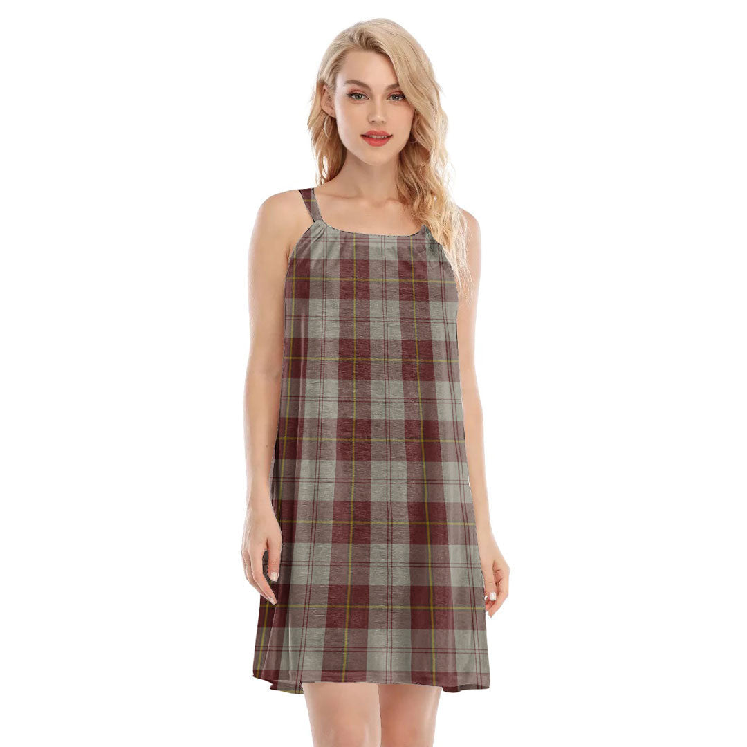 Cunningham Burgundy Dancers Tartan Plaid O-neck Cami Dress