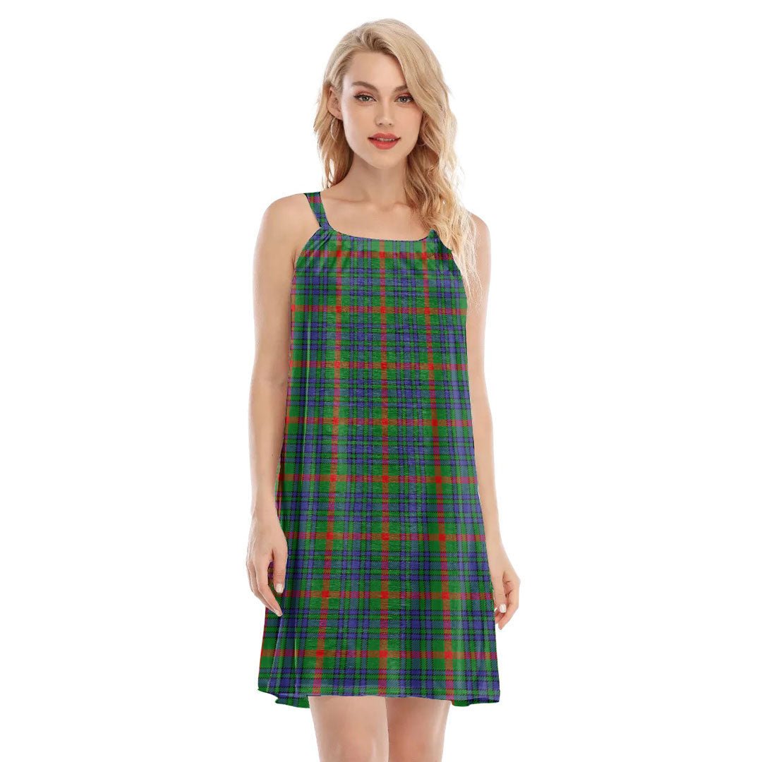 Aiton Tartan Plaid O-neck Cami Dress