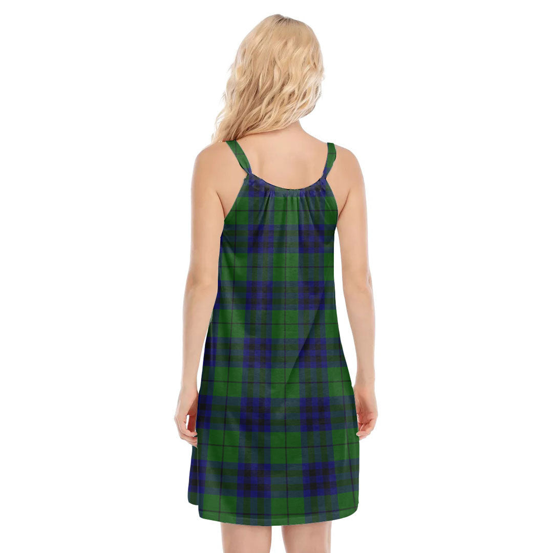 Keith Modern Tartan Plaid O-neck Cami Dress