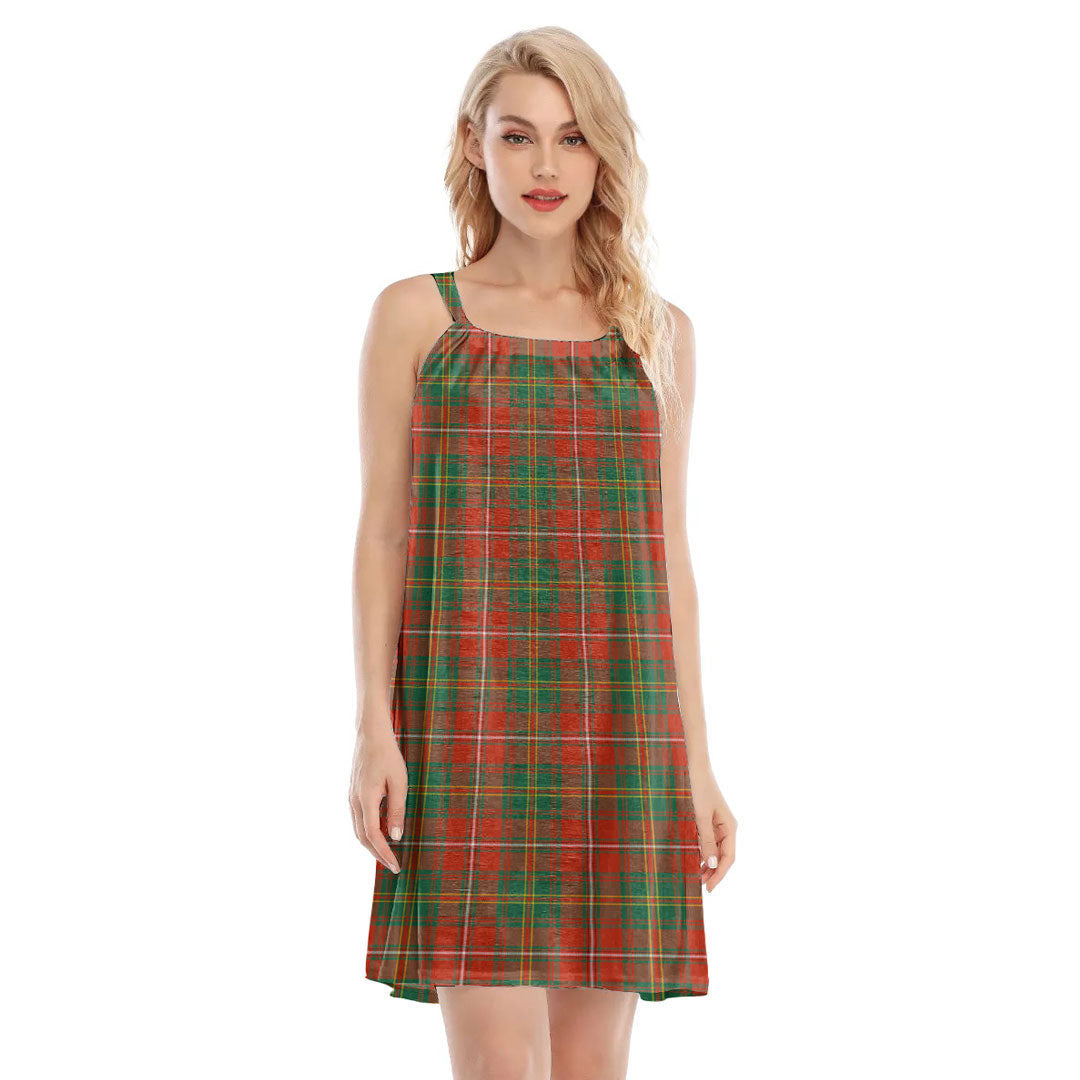 Hay Ancient Tartan Plaid O-neck Cami Dress