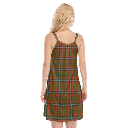 Seton Hunting Modern Tartan Plaid O-neck Cami Dress