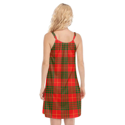 Cameron Modern Tartan Plaid O-neck Cami Dress