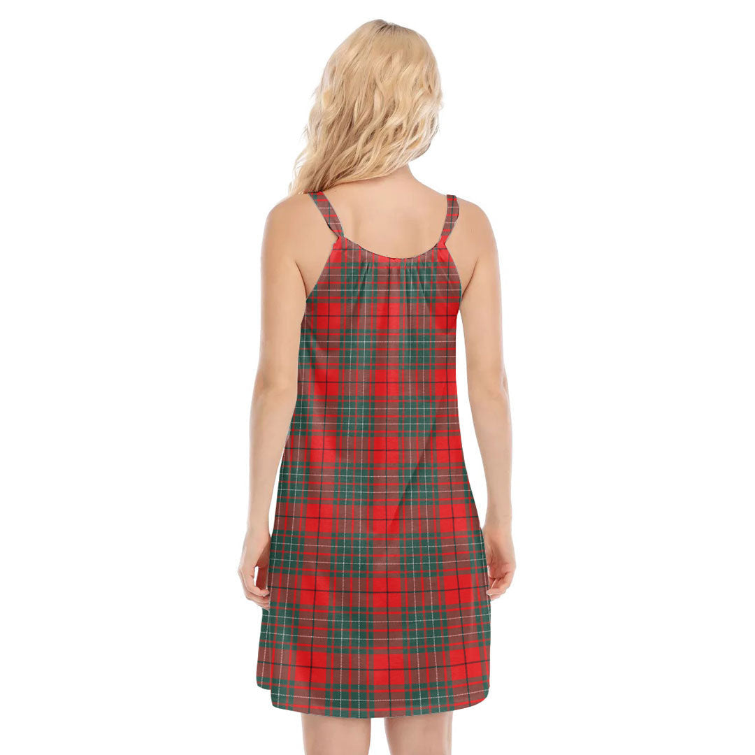 Cumming Modern Tartan Plaid O-neck Cami Dress