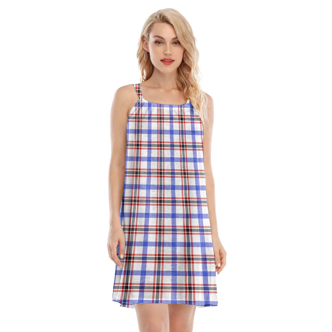 Boswell Modern Tartan Plaid O-neck Cami Dress