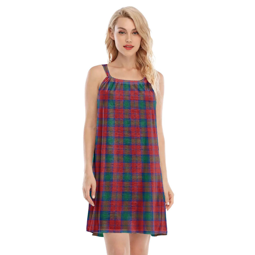 Lindsay Modern Tartan Plaid O-neck Cami Dress