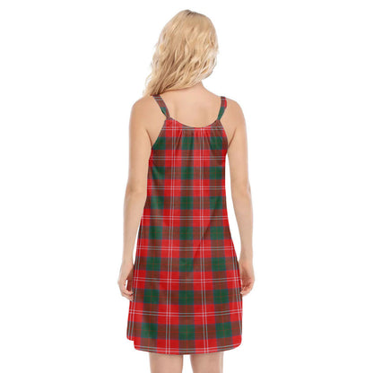 Chisholm Modern Tartan Plaid O-neck Cami Dress