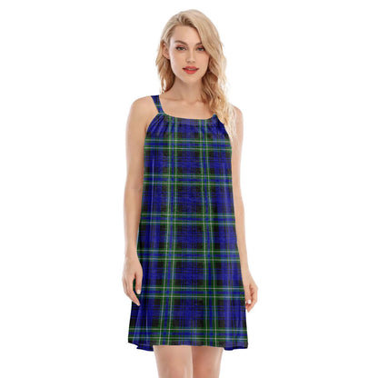 Arbuthnot Modern Tartan Plaid O-neck Cami Dress