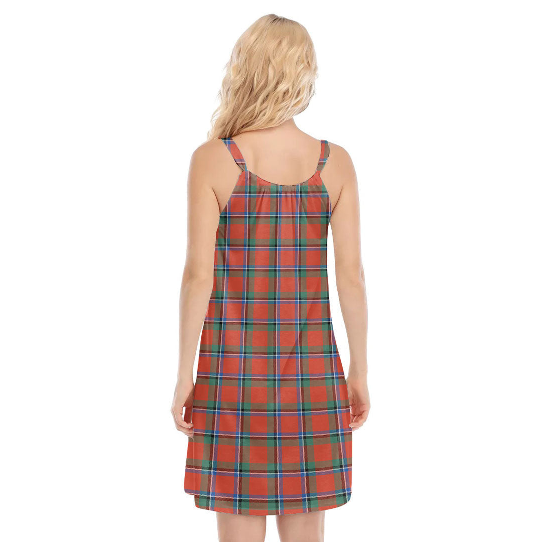 Sinclair Ancient Tartan Plaid O-neck Cami Dress