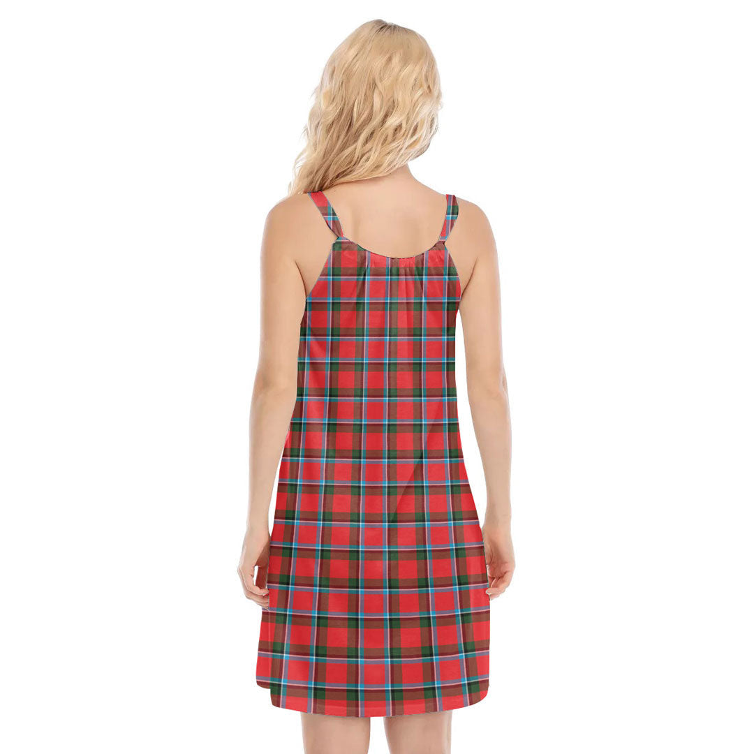 Sinclair Modern Tartan Plaid O-neck Cami Dress