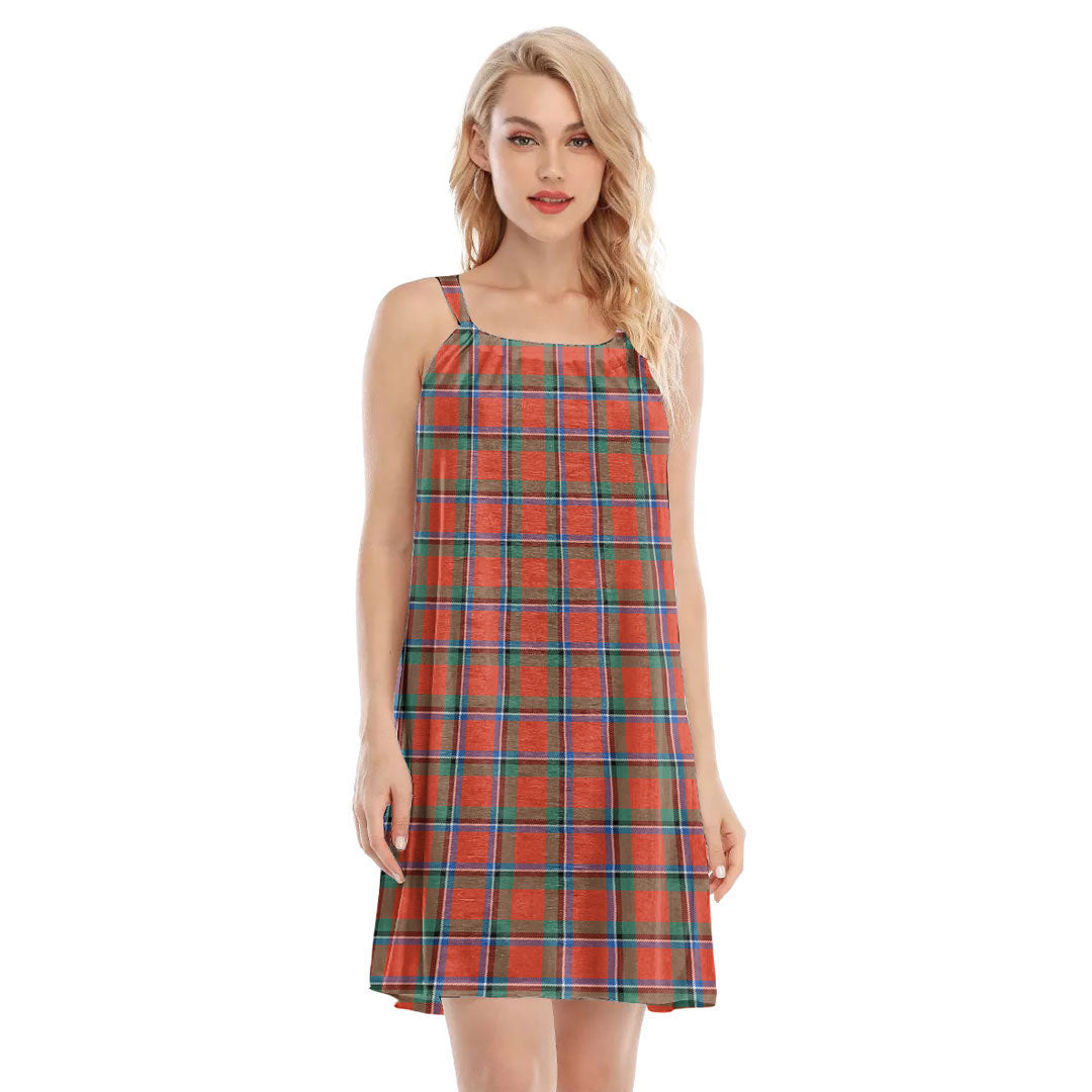 Sinclair Ancient Tartan Plaid O-neck Cami Dress