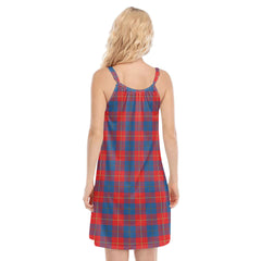 Galloway Red Tartan Crest O-neck Cami Dress