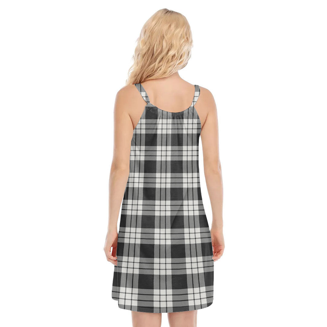 MacFarlane Black White Ancient Tartan Crest O-neck Cami Dress