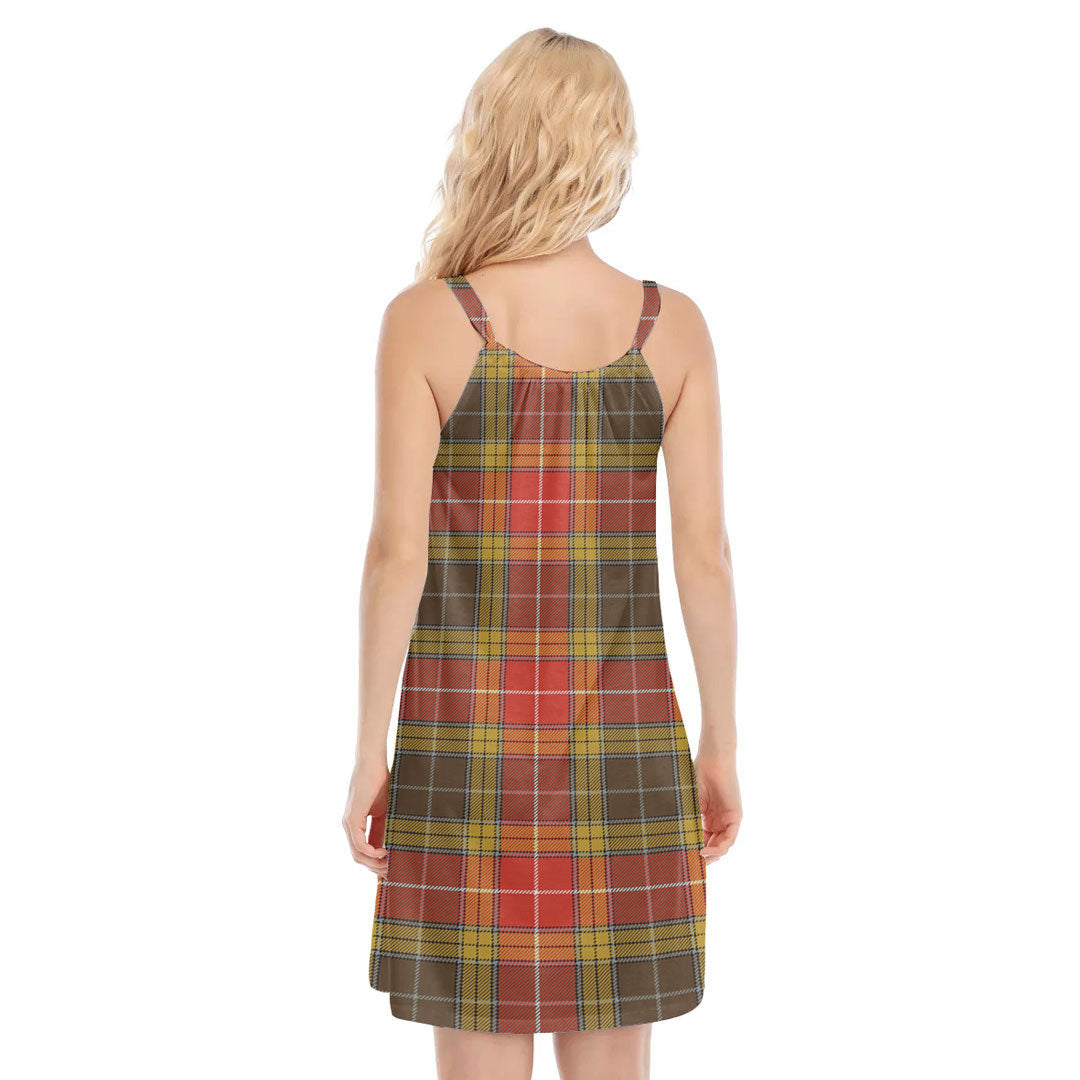 Buchanan Old Set Weathered Tartan Crest O-neck Cami Dress