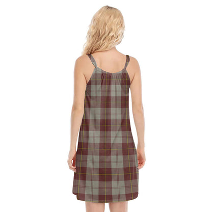 Cunningham Burgundy Dancers Tartan Crest O-neck Cami Dress