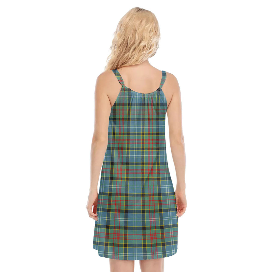 Paisley District Tartan Crest O-neck Cami Dress