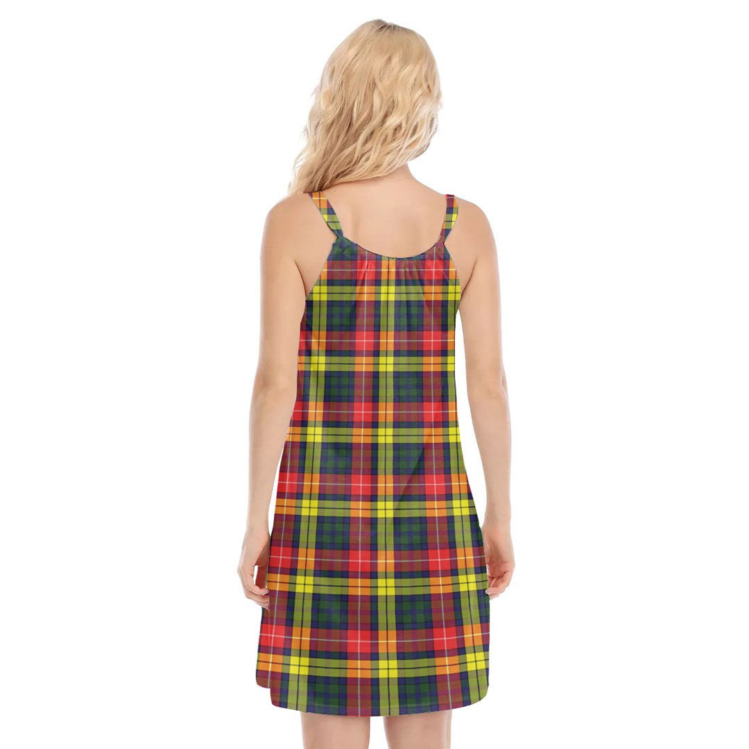 Buchanan Modern Tartan Crest O-neck Cami Dress